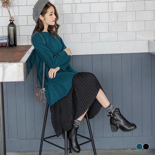 Pleated Chiffon Hem Panel Dress