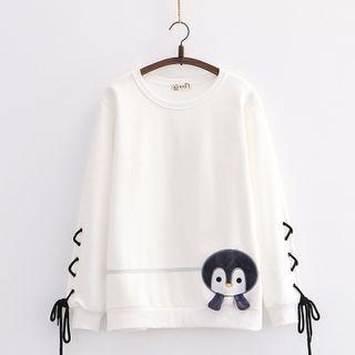 Penguin Embroidered Fleece-lined Pullover
