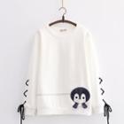 Penguin Embroidered Fleece-lined Pullover