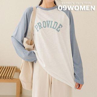 Plus Size Raglan-sleeve Letter T-shirt