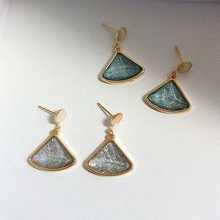 Alloy Cat Eye Stone Resin Fan Dangle Earring