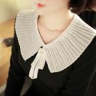 Pleat-collar Faux-pearl Beaded Top