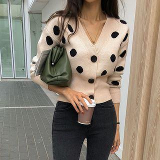 Polka-dot Knit Short Cardigan