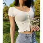 4-buttons Crop Knit Top In 6 Colors