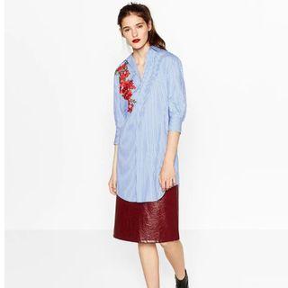 3/4-sleeve Embroidery Long Shirt