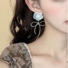 Floral Drop Earring 1 Pair - White Flowers - Gold - One Size