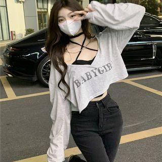 Set: Camisole Top + Lettering T-shirt (various Designs)