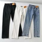 High-waist Straight-fit Slit Jeans