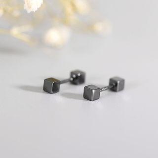 Cube Sterling Silver Through & Through Earring 1 Pair - Dark Black - One Size