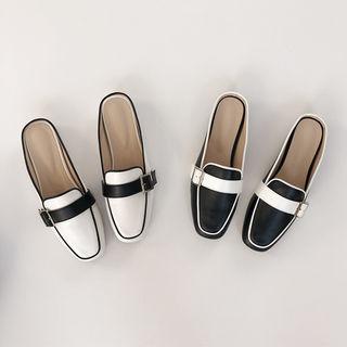 Belted Two-tone Backless Loafers