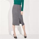 Pinstripe Wool Blend Long Skirt