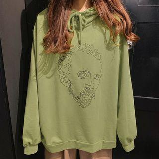 Printed Letter Embroidered Oversize Hoodie