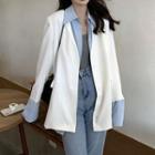 Mock Two-piece Panel Long-sleeve Blazer