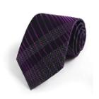 Striped Silk Neck Tie (8cm) Purple - One Size