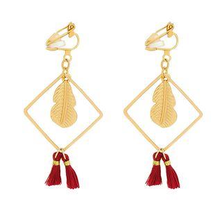 Alloy Feather Tassel Dangle Earring