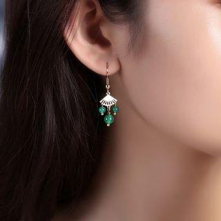 Agate Alloy Fan Dangle Earring