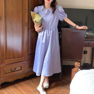 Printed Peter Pan Collar Puff Sleeve Dress