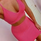 Set: Halter Cropped Camisole Top + Mini Pencil Skirt