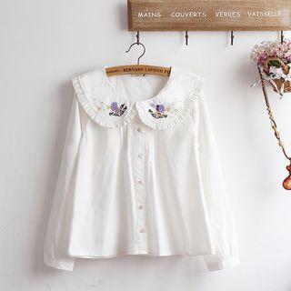 Embroidered Peter-pan-collar Blouse