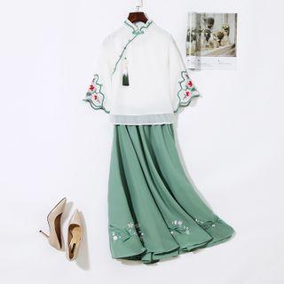 Short-sleeve Embroidered Chiffon Hanfu Dress