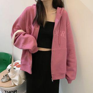 Oversized Plain Long-sleeve Hooded Jacket