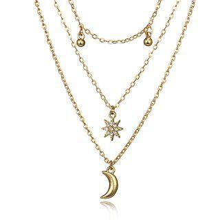 Set Of 3: Snake Pendant Necklace 2993 - Set Of 3 - Gold - One Size