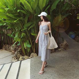 Spaghetti-strap Checked Shirtdress