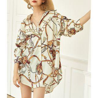 Chain Print Shirt As Shown In Figure - One Size