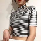 Cut Out Detail Cropped Short Sleeve T-shirt