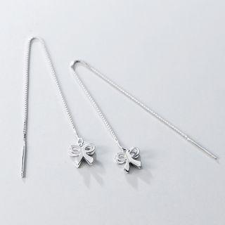 Bow Threader Earring 1 Pair - S925 Silver - One Size
