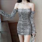 Leopard Print Off-shoulder Mini Bodycon Dress