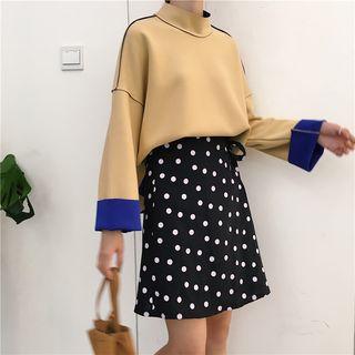 Color Block Mock Neck Pullover