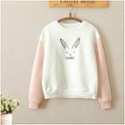 Rabbit Embroidered Color Block Pullover