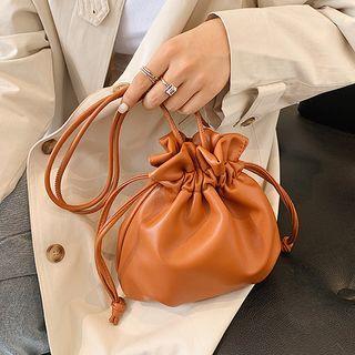 Faux Leather Mini Drawstring Crossbody Bag