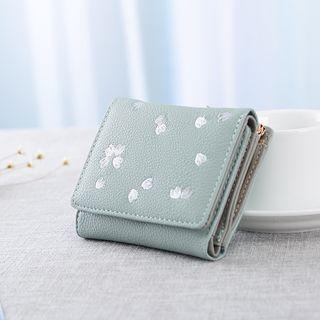 Embroidered Faux Leather Wallet