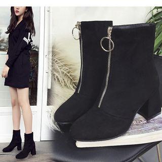 Round-toe Zip-up Short Boots