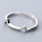 925 Sterling Silver Rhinestone Cat Ear Open Ring Ring - One Size
