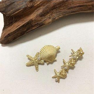Mismatch Seashell & Sea-star Hair Clip