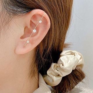 Leaf Rhinestone Alloy Cuff Earring