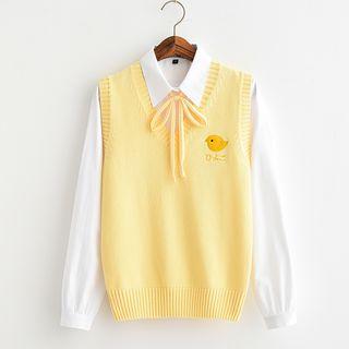 Chicken Embroidered Knit Vest