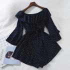 Long-sleeve Dotted Chiffon Playsuit