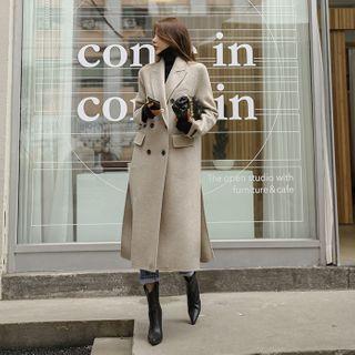 [black Label] Handmade Woolen Coat With Sash