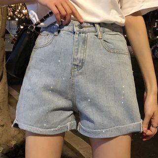 Sequin Denim Shorts