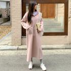 Plus Size Dual-pocket Maxi Hoodie Dress