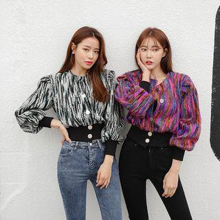 Multicolor Buttoned Blouson Jacket