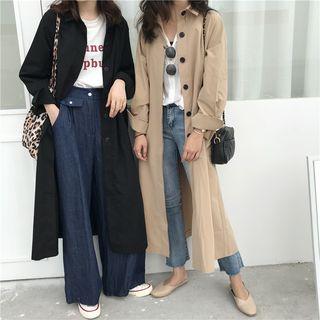 Button Long Trench Coat