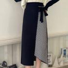 Asymmetrical Design Knit High-waist Midi Skirt