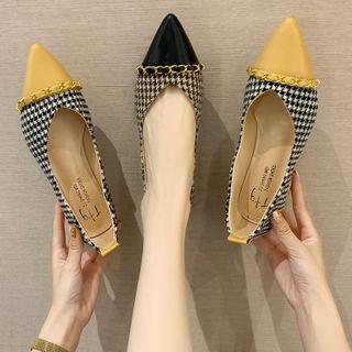 Houndtooths Block-heel Pumps