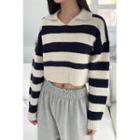 Collared Stripe Cropped Sweater