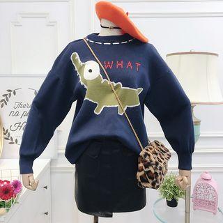 Crocodile Print Sweater Blue - One Size